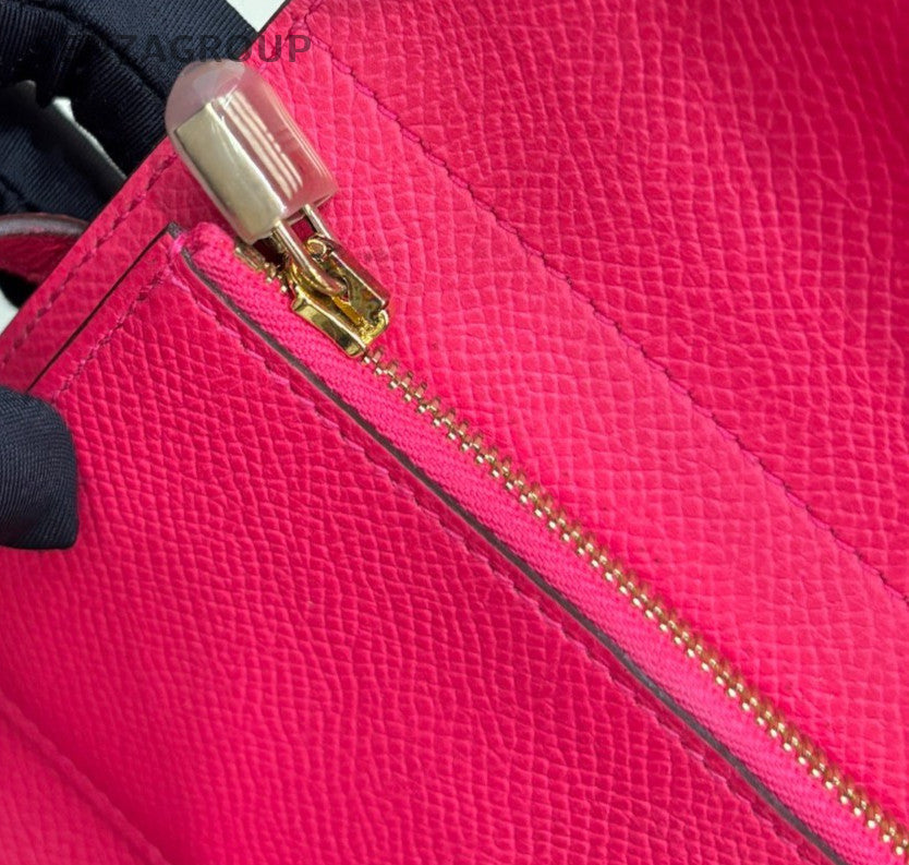 Hermes Kelly Epsom Leather Wallet Clutch Pink Gold Women Classic Fashion