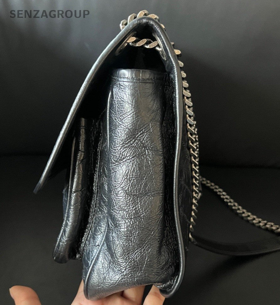 Saint Laurent Niki MM Chain Shoulder Bag Black Silver Used Women Classic