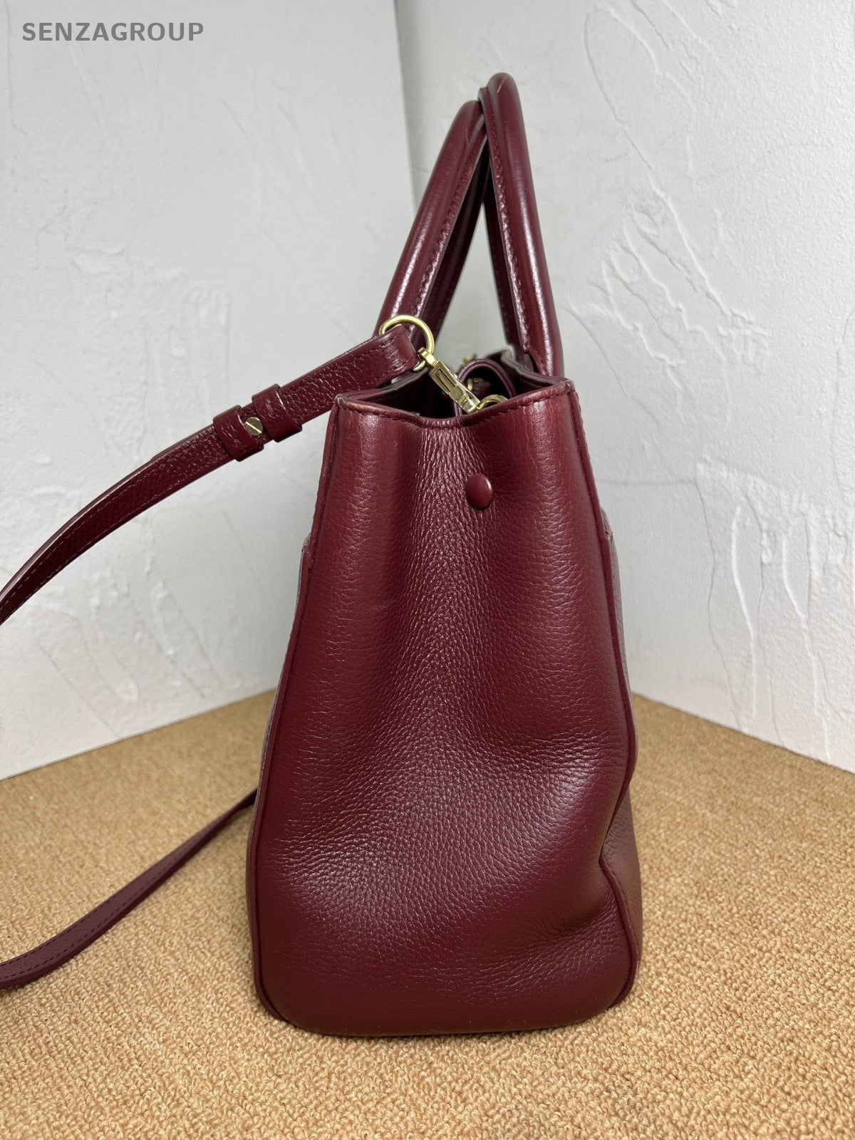 CHANEL CC Top Handle 2way Shoulder Handbag Vintage Women Wine Red
