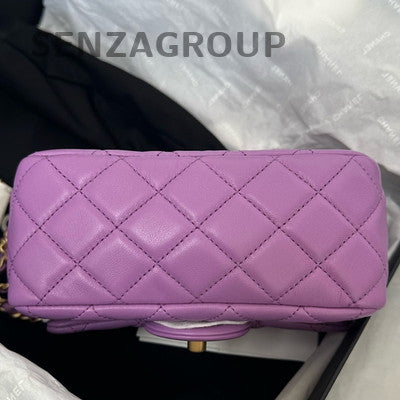 Chanel Classic Flap Quilted Purple Gold Chain Shoulder Bag