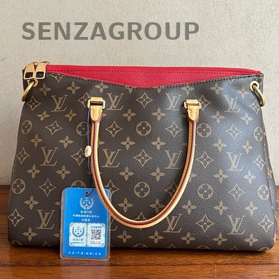 Louis Vuitton Monogram Pallas Handbag Shoulder Bag Brown Red Gold