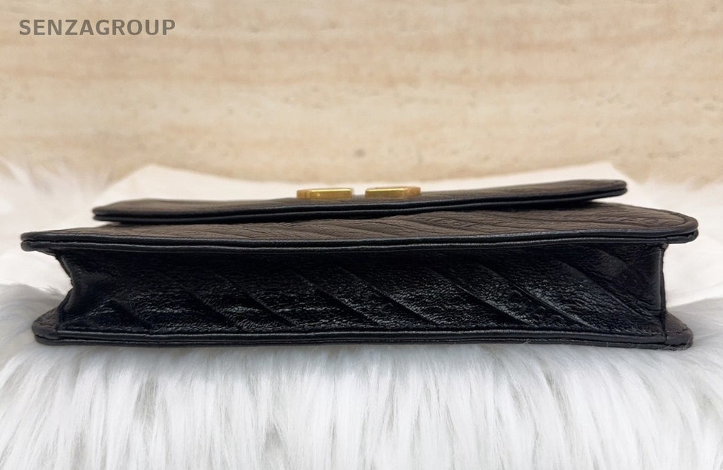 Balenciaga WOC Chain Shoulder Bag Black Gold Used Women Classic