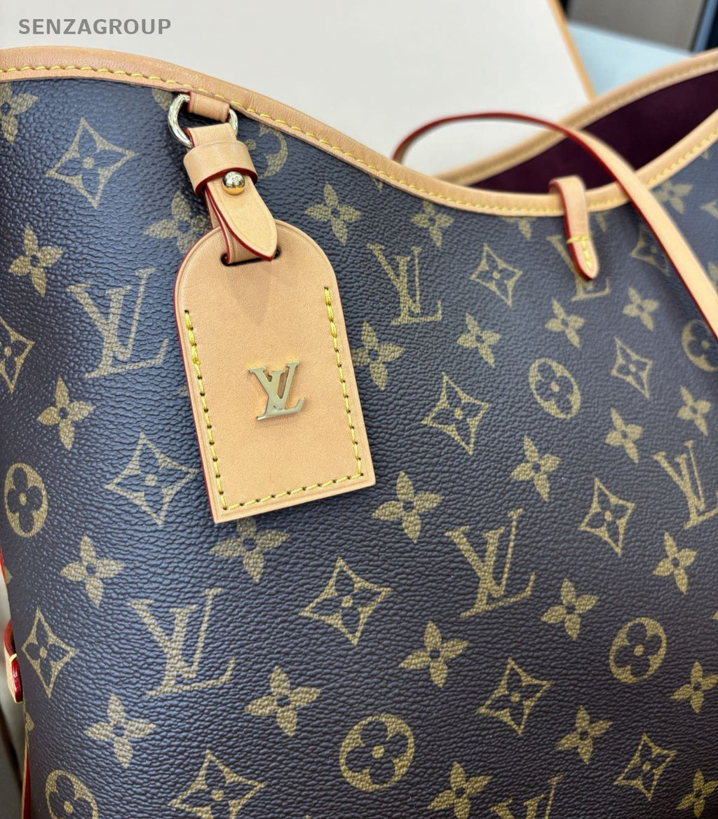Louis Vuitton Carryall MM Monogram Shoulder Bag Brown Gold Women Classic