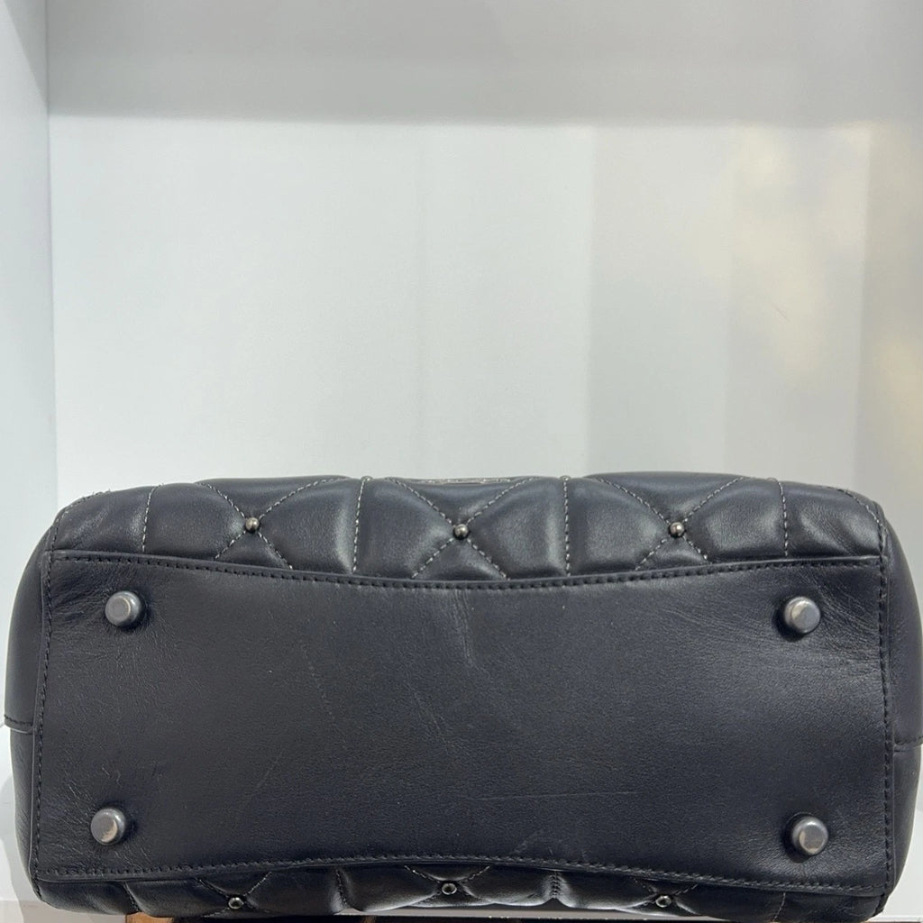 Coach Black Quilted Leather Rivet Tote Shoulder Handbag For Women