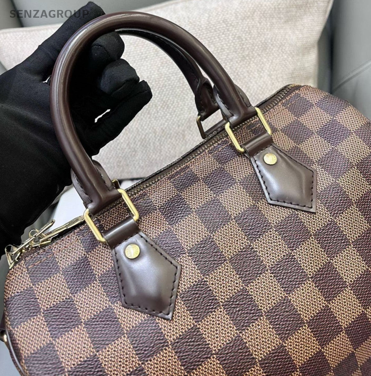 Louis Vuitton Speedy25 2Way Crossbody Top Handle Bag Brown Red Women Classic