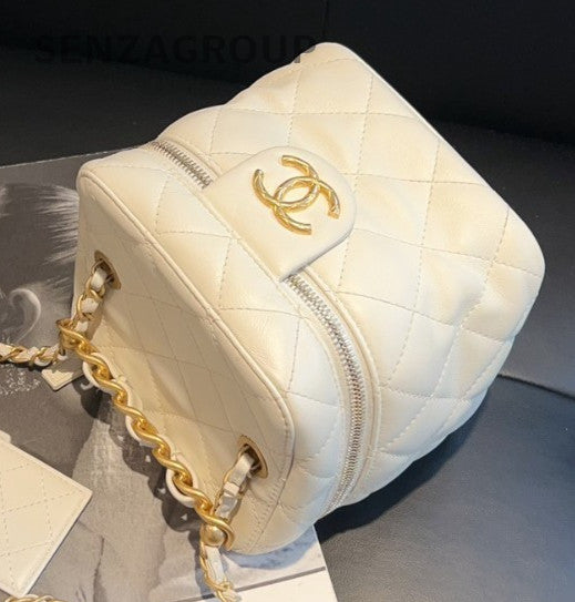 CHANEL 22S Box mini Chain Strap Crossbody bag White Gold Women