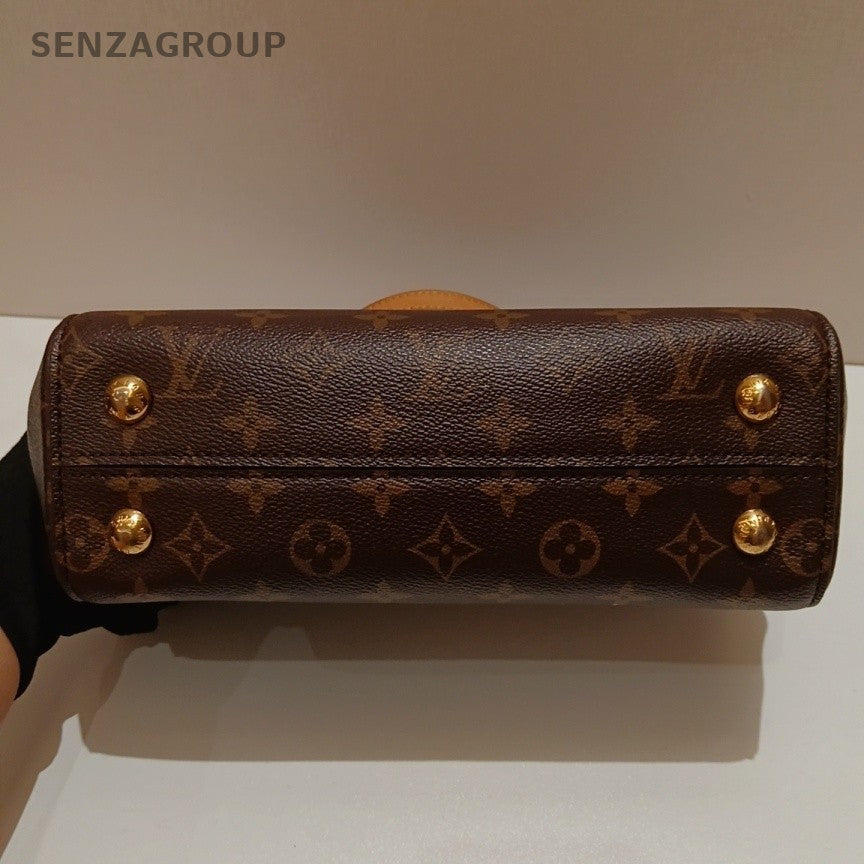 Louis Vuitton Cluny BB Monogram Top Handle Bag Crossbody Brown Women Classic
