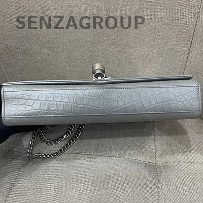 Saint Laurent Tassel Chain Shoulder Crossbody Bag Grey Silver Hardware