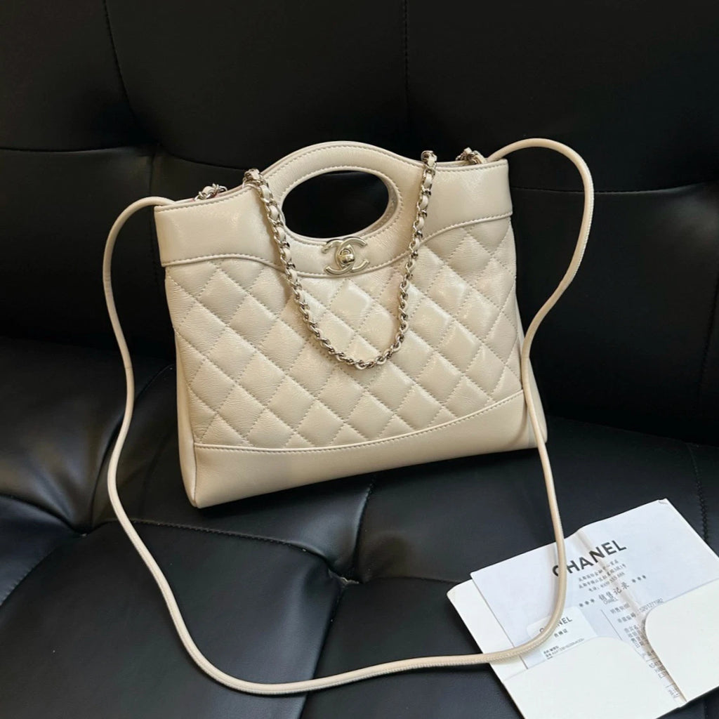 Chanel 31Bag Mini Chain Handbag Crossbody Beige Gold Women Diamond Classic