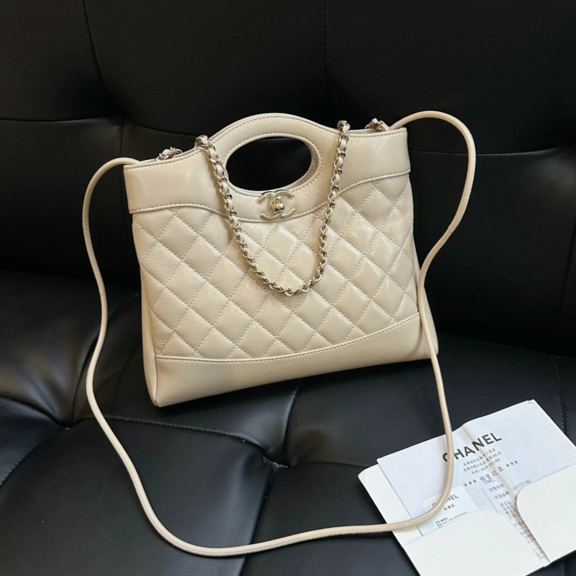 Chanel 31Bag Mini Chain Handbag Crossbody Beige Gold Women Diamond Classic