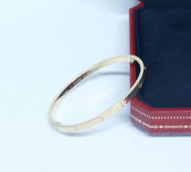 Cartier Love Small Bangle Bracelet 18k Rose Gold with 6 Diamonds Size17