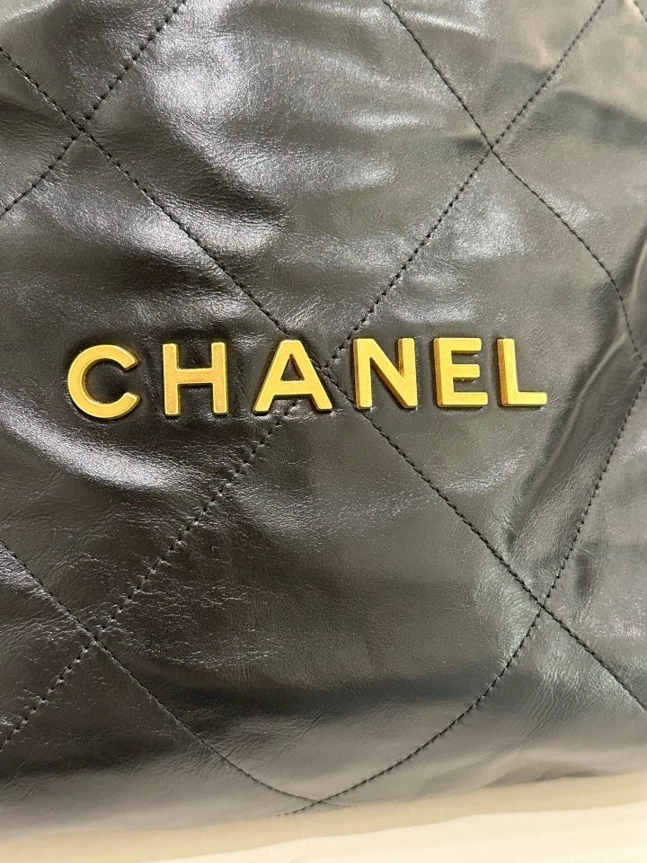 Authentic CHANEL 22Bag Small Black Tote Shoulder Bag for Women