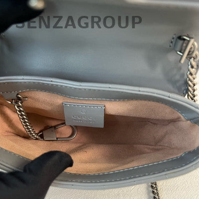 Gucci Mini Marmont Bag in Grey Silver Chain Shoulder Crossbody Classic