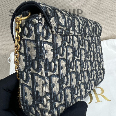 Dior Oblique Large WOC Chain Shoulder Crossbody Bag Black Gold Hardware