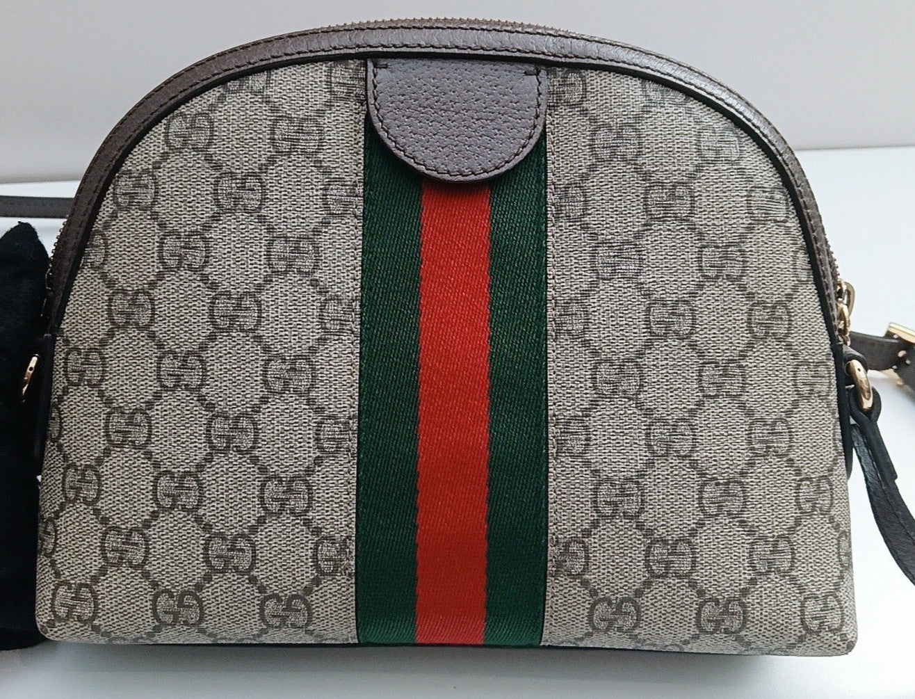 Gucci Sherry Line 2Way Shoulder Bag Crossbody Brown Gold Women Classic Designer