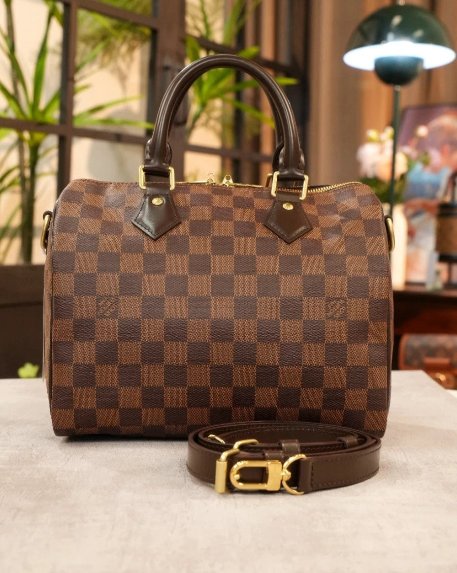 Louis Vuitton Speedy25 Damier Brown Shoulder Bag Top Handle Bag Excellent