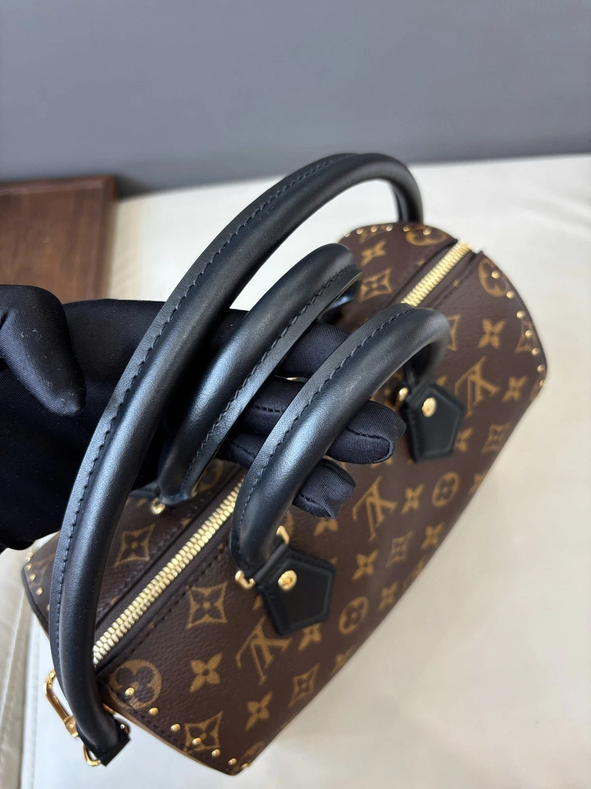 Excellent Louis Vuitton SpeedyTrunk25 Monogram Canvas Handbag Shoulder Bag