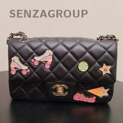 Chanel Classic Quilted Lambskin Black Gold Chain Shoulder Crossbody Bag