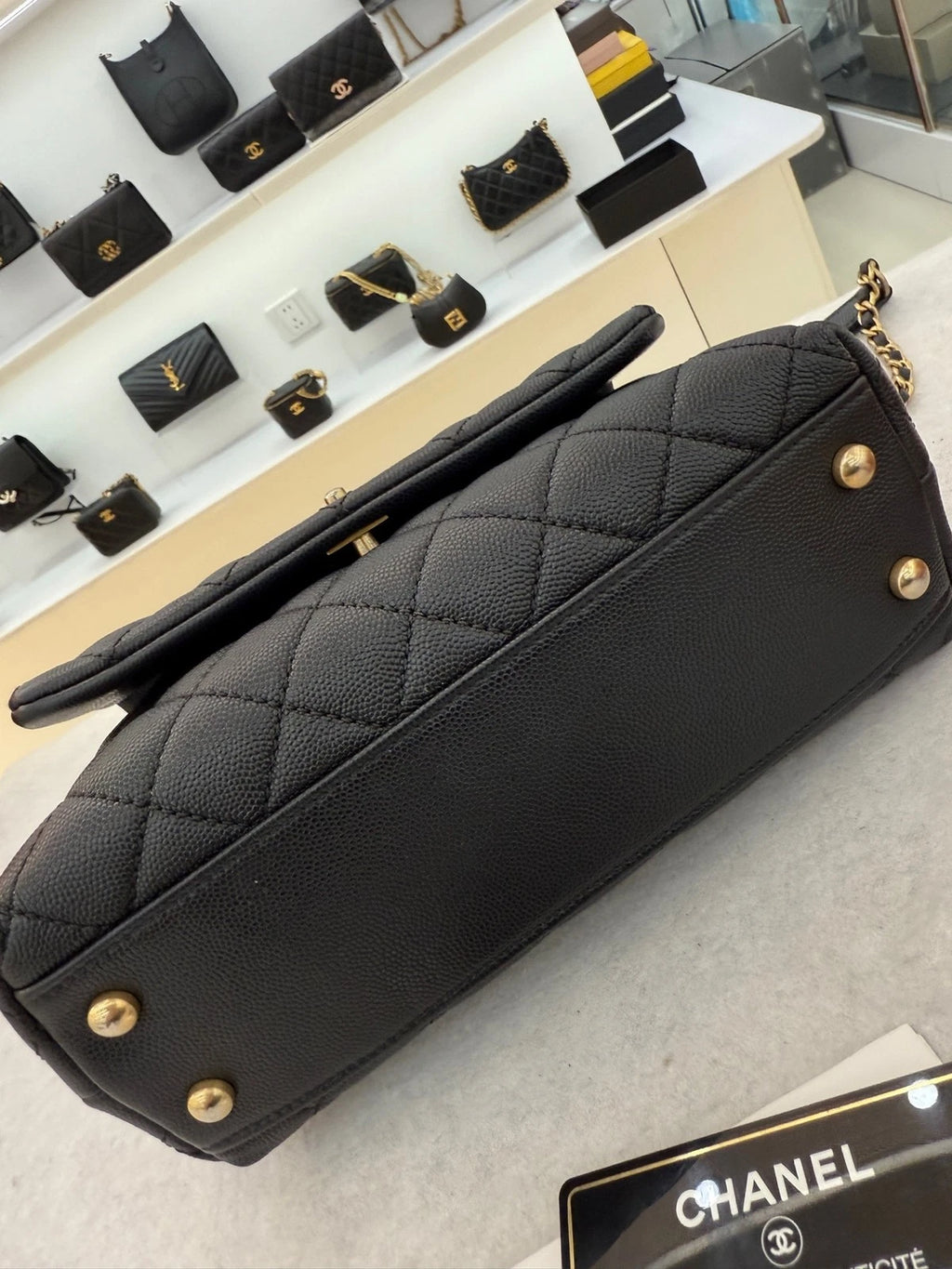 CHANEL Black Calfskin COCO Handle Shoulder Bag For Women