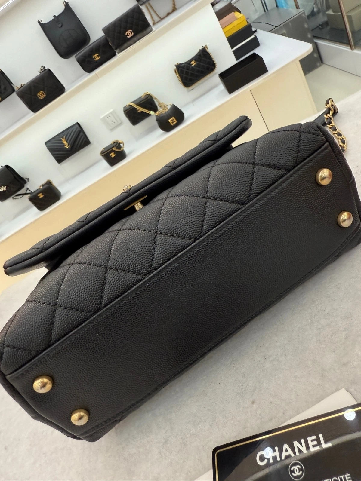 CHANEL Black Calfskin COCO Handle Shoulder Bag For Women