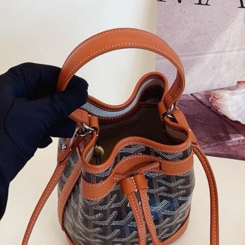 Goyard Petit Flot Mini Bucket Top Handle Bag Crossbody Brown Women Classic