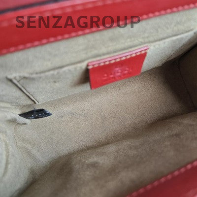 Gucci Padlock Small GG Canvas Chain Shoulder Crossbody Bag Red Brown Gold