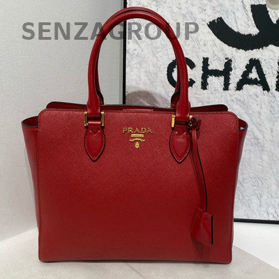 Prada Red Gold Buckle 2Way Handbag Shoulder Bag Classic Fashion Women