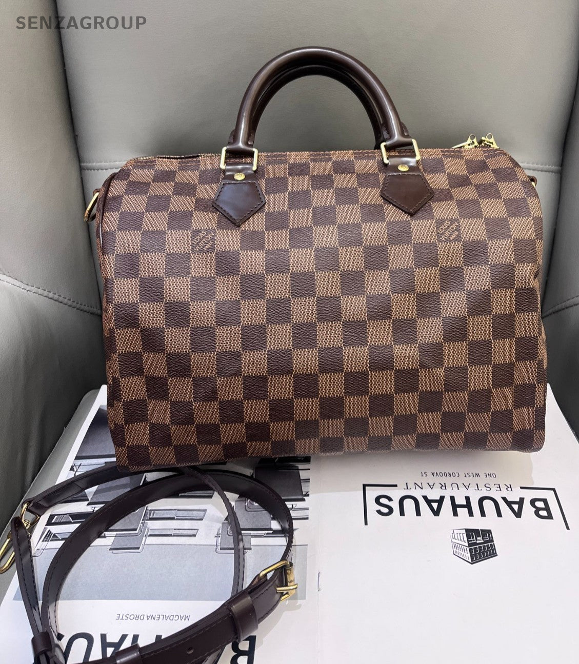 Louis Vuitton Speedy30 Damier Ebene 2WAY Shoulder Handbag Brown