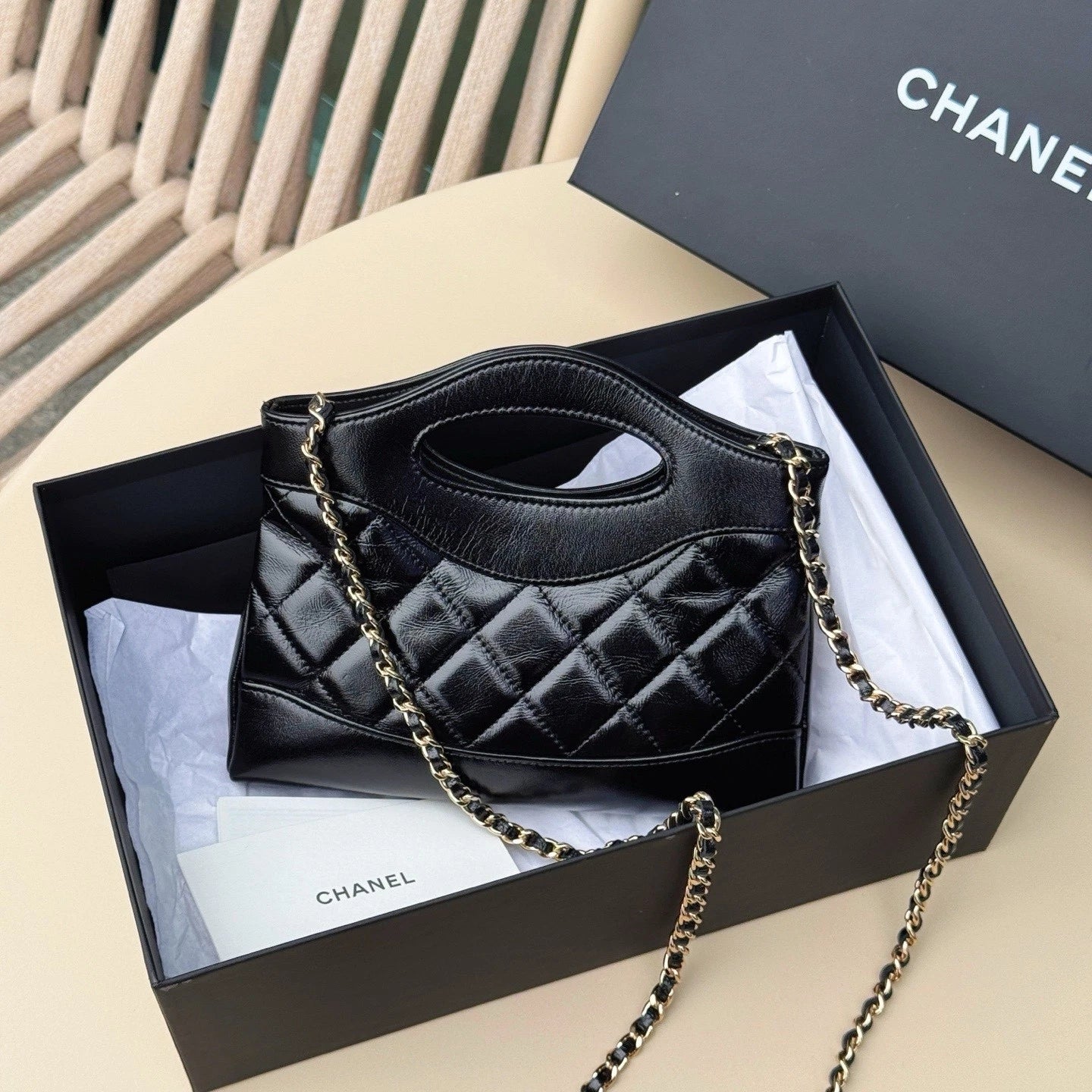 CHANEL Black Gold 31bag Nano Tote Bag For Women