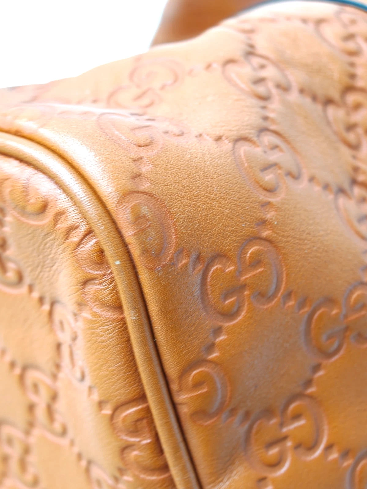 Gucci Boston Calfskin Monogram Top Handle Bag Orange Gold Used Women Classic