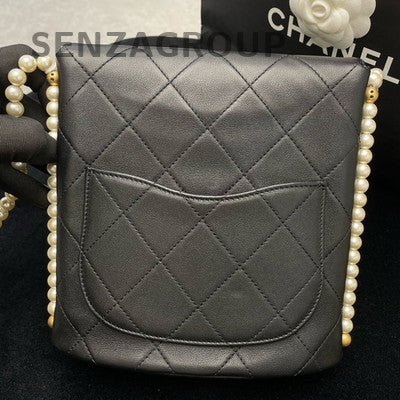 Chanel Black Quilted Pearl Chain Shoulder Crossbody Bag - Women's Fashion