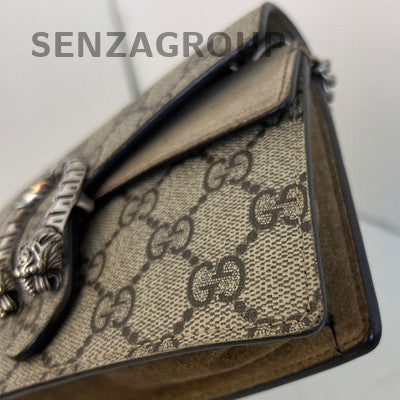 Gucci Mini Dionysus Chain Shoulder Crossbody Bag Brown Silver Women Classic