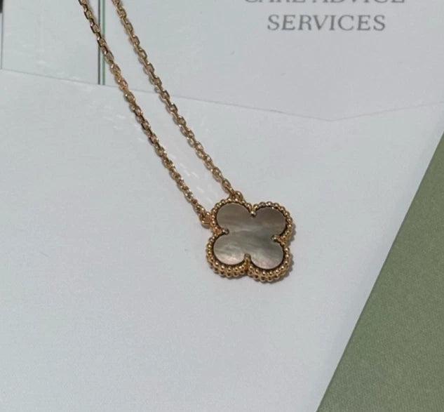 Van Cleef &amp; Arpels Vintage Alhambra Gray Mother of Pearl Necklace 18k Rose Gold