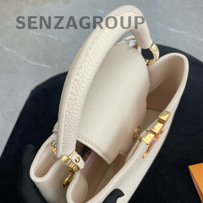 Louis Vuitton Capucines MM Bag Beige Gold Hardware Small Tote