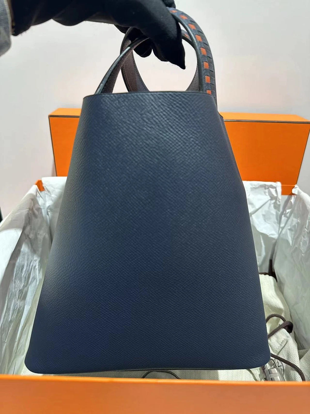 Hermes Ink Blue Epsom Leather Picotin22 Bucket Bag For Women