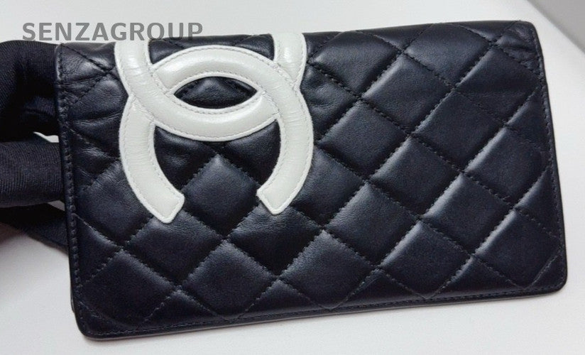 CHANEL Cambon Wallet Black White CC