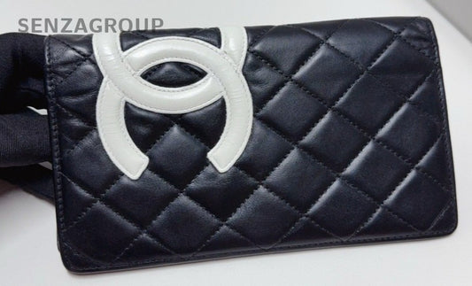 CHANEL Cambon Wallet Black White CC