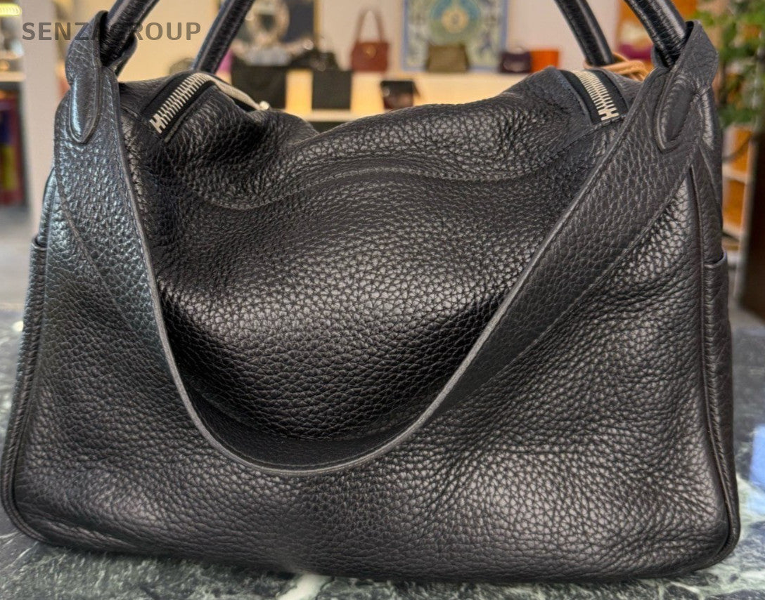 Hermes Lindy30 Shoulder Bag Black Silver Used Women Classic