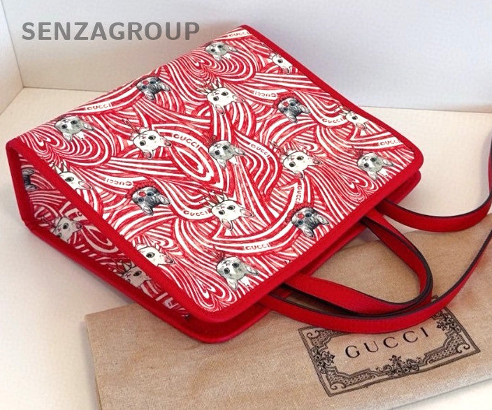 GUCCI tote Japan Limited Edition Hand-drawn Cat 2way Shoulder bag Red Women