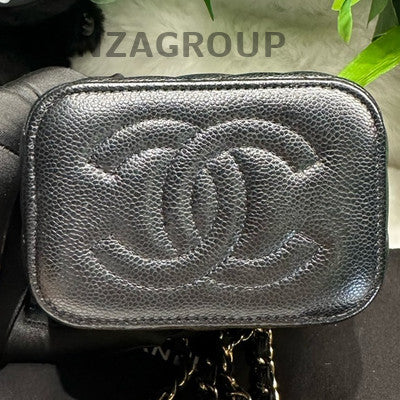 Chanel 23S Mini Vanity Black Caviar Leather Chain Crossbody Bag