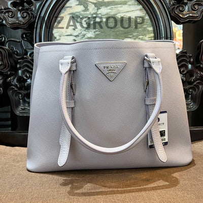 Prada Double Bag Small Purple Silver Tote Shoulder Bag Classic Women