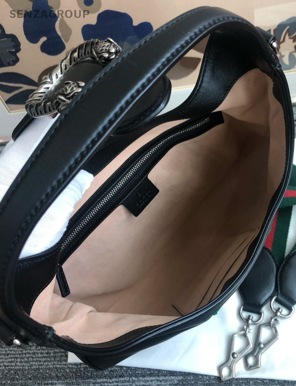 GUCCI Hobo Shoulder bag 2way Handbag Classic color combinations Women Black