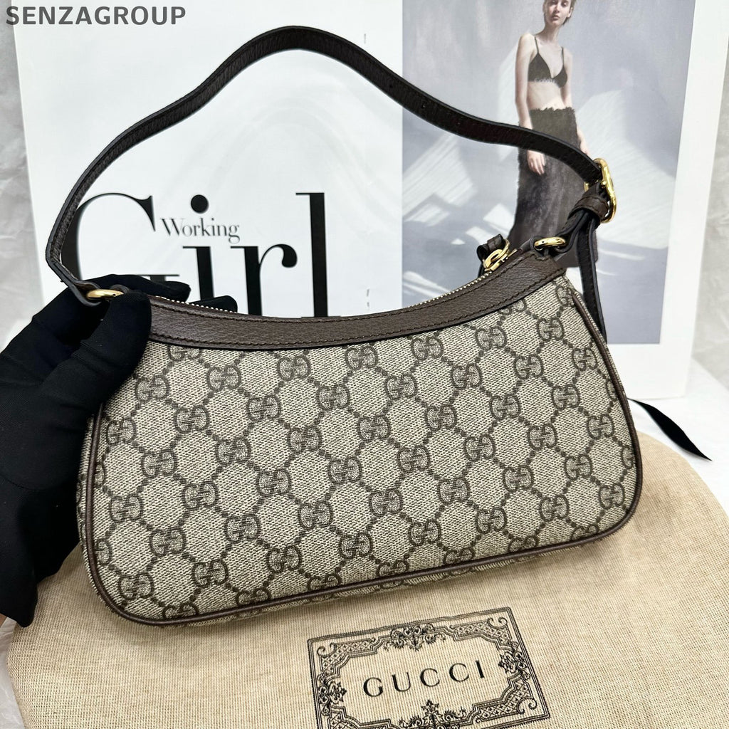 Gucci Ophidia 2Way Shoulder Crossbody Bag Brown Gold Hardware Classic