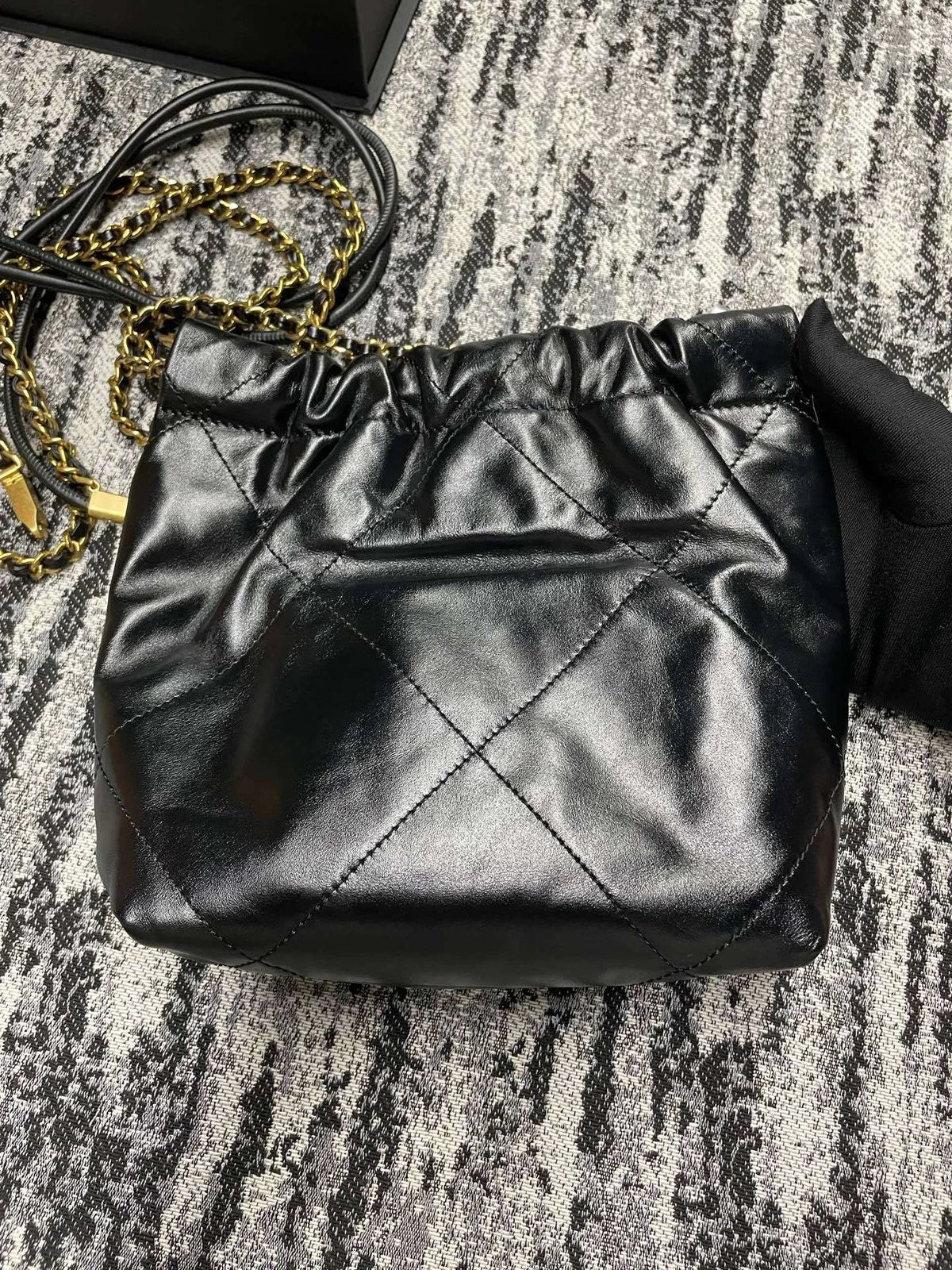 CHANEL 22 Bag Mini Black Gold Detachable Chain Shoulder Bag For Women