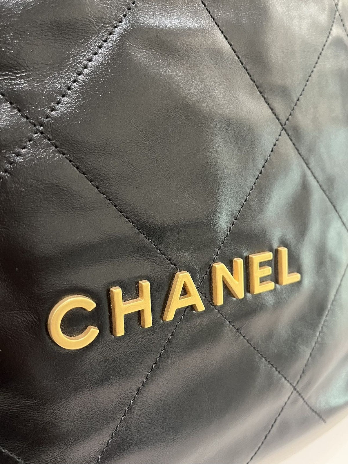 Chanel 22 Bag Medium Black Gold Quilted Chain Backpack Classic Women