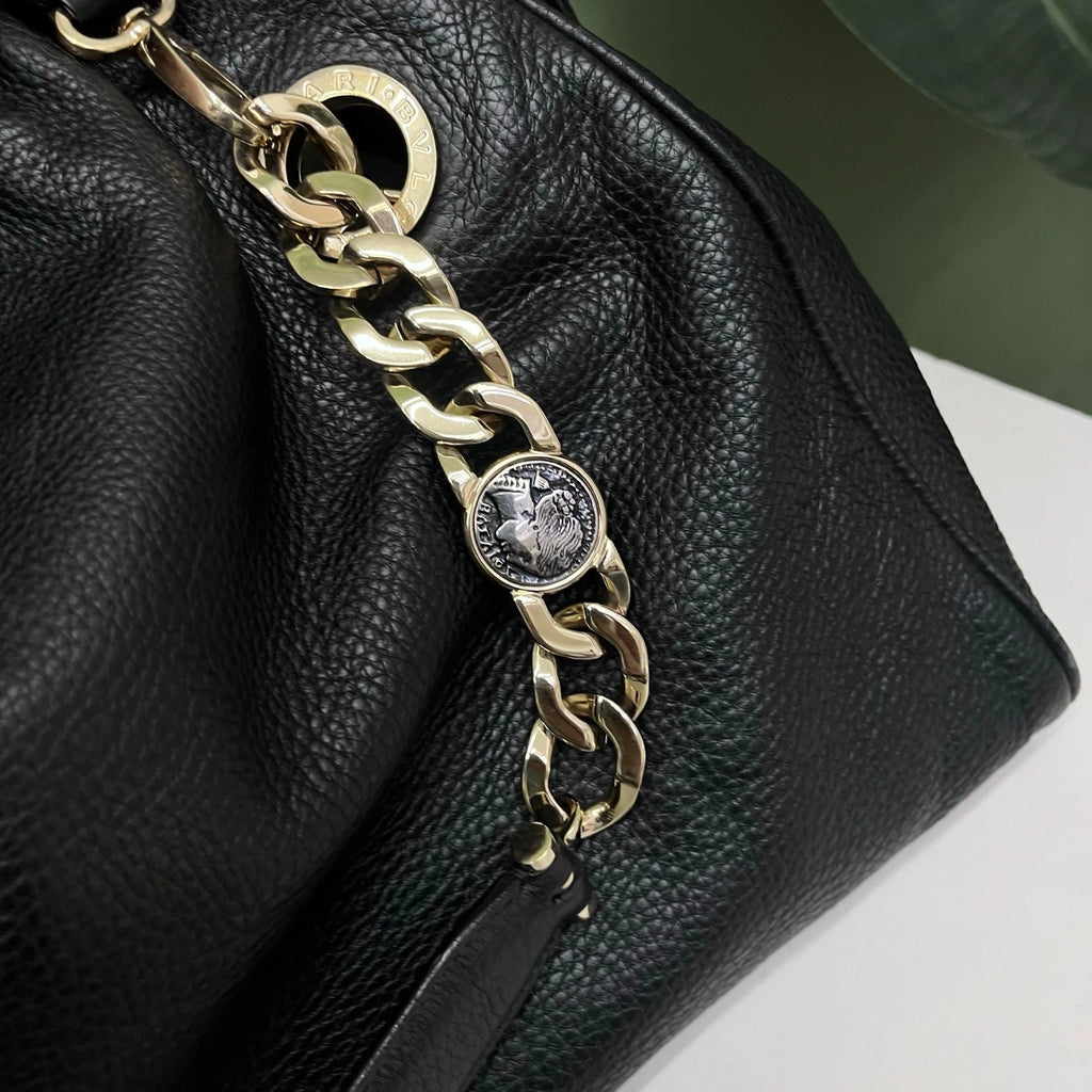 Bvlgari Ruched Tote Bag Black Top Handle Bag Shoulder Bag Women