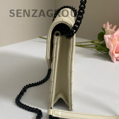 Saint Laurent WOC Small Black White Leather Chain Crossbody Bag Classic