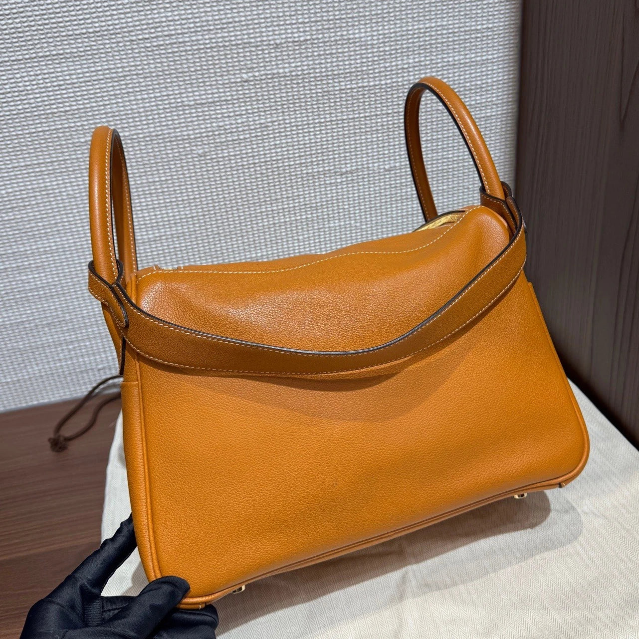 Hermes Lindy30 Top Handle Shoulder Bag Brown Gold Used Women Classic
