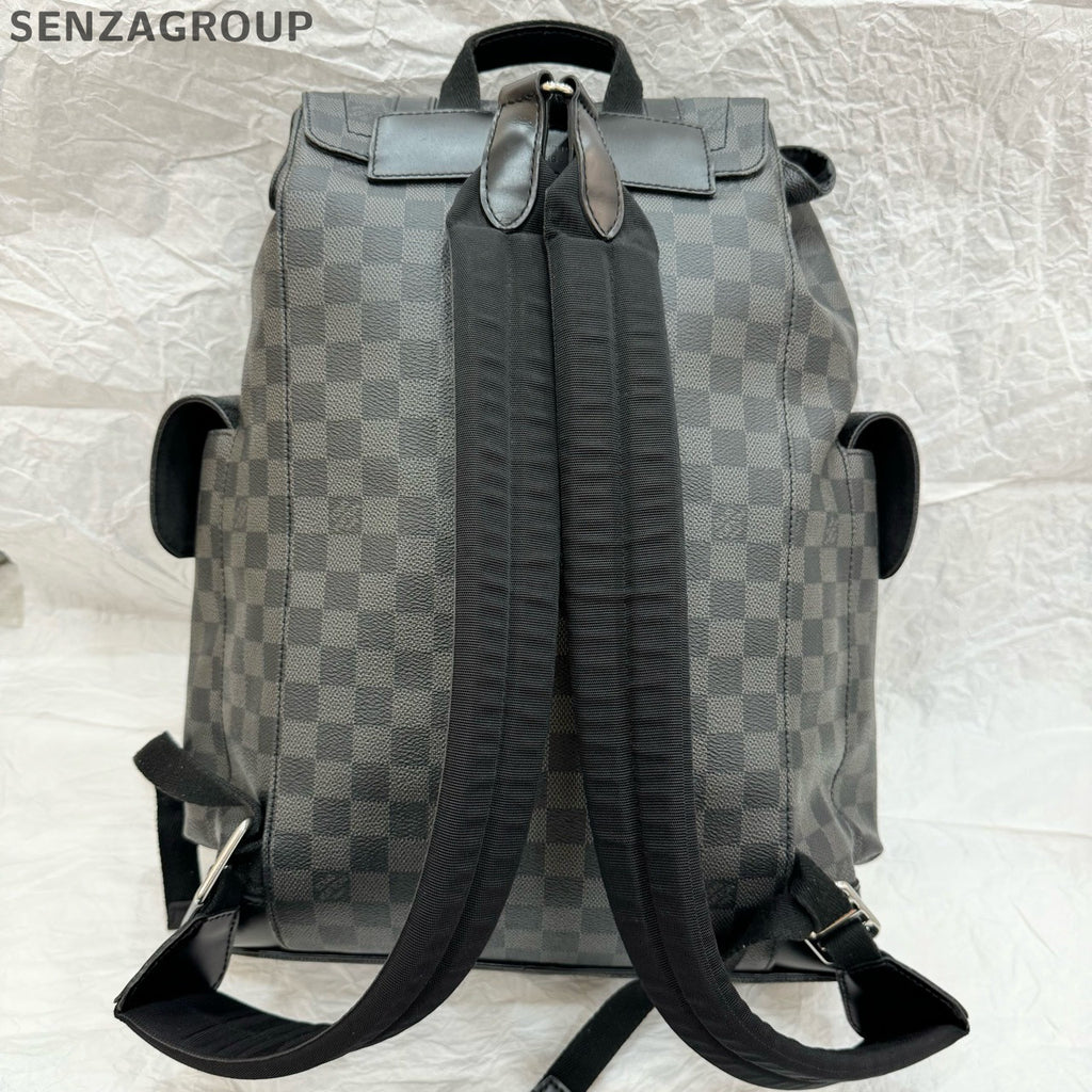 Louis Vuitton Black Damier Backpack Silver Hardware Unisex Classic