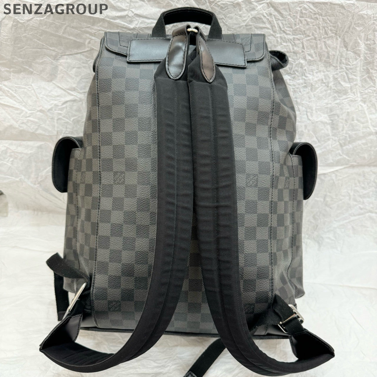 Louis Vuitton Black Damier Backpack Silver Hardware Unisex Classic